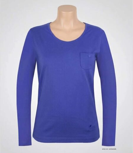 MAYFLOWER NINJA3 : Tee-shirt manches longues bleu roi uni en pur coton