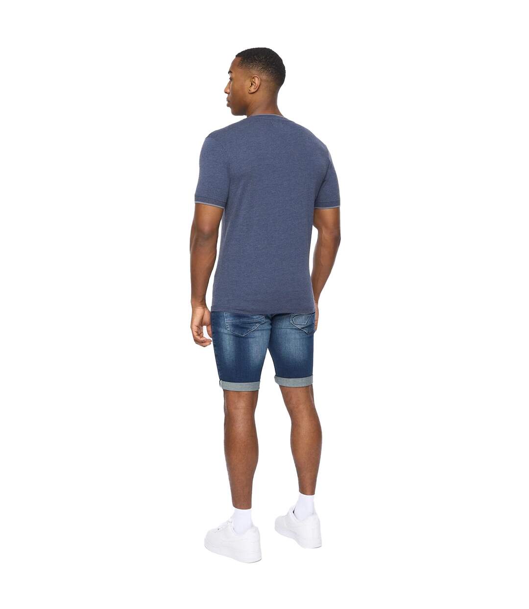 Mens Einstip T-shirt Navy Marl Crosshatch-3