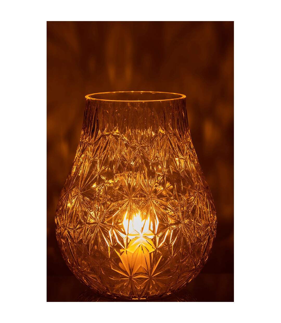 Vase Design en Verre Diamant 28cm Jaune-3