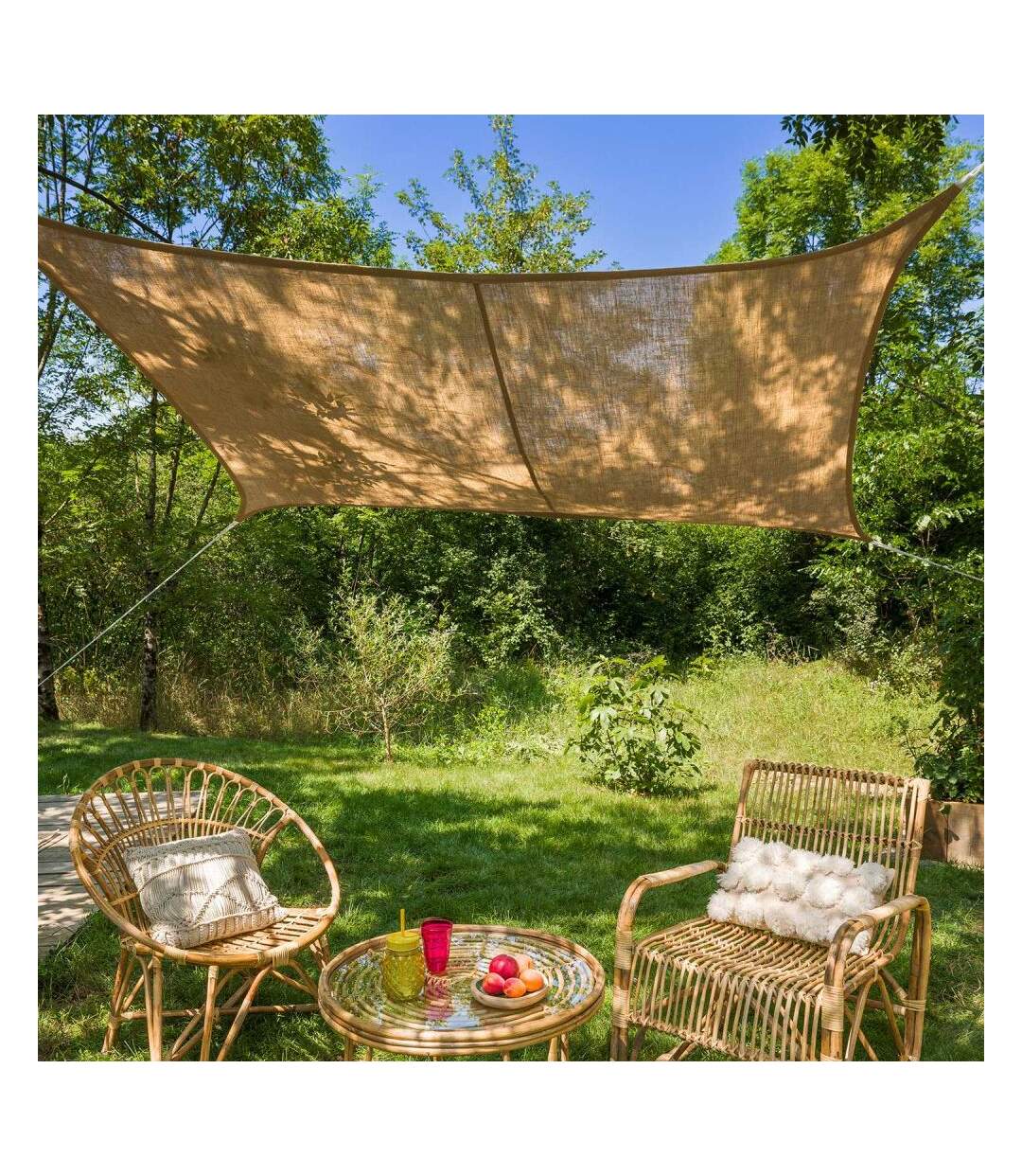 Voile d'ombrage rectangulaire en jute 3 x 2 m