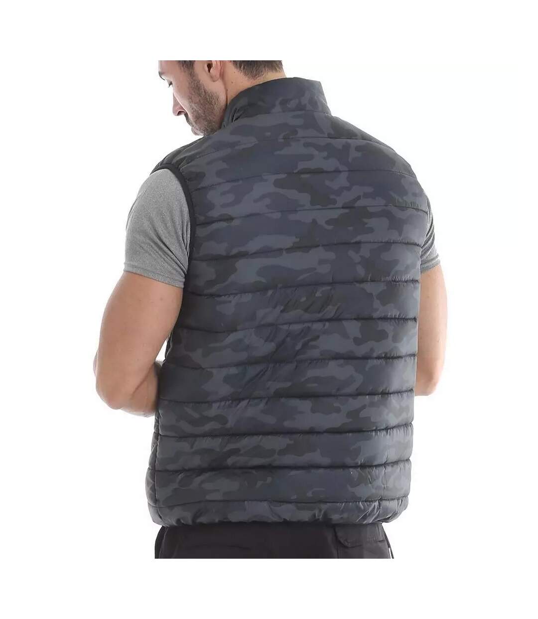 Mens camo padded gilet black Lee Cooper-3