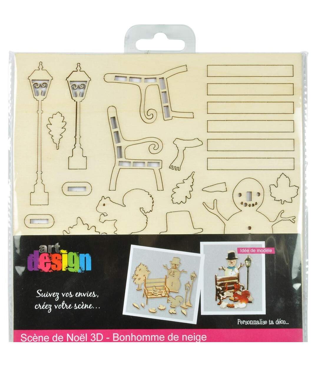 Kit Scènes de Noël 3D Bonhomme de Neige 10cm Naturel-2