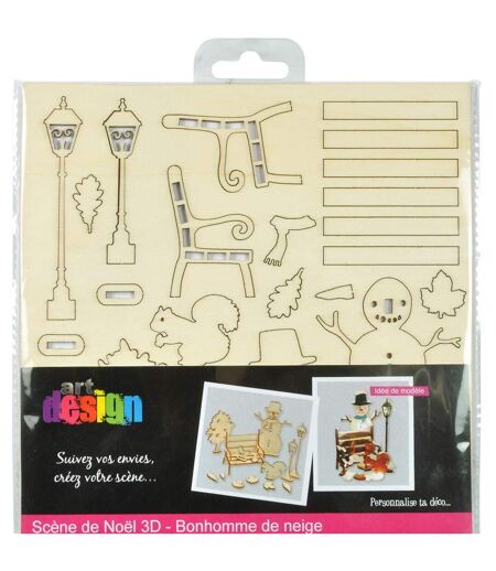 Kit Scènes de Noël 3D Bonhomme de Neige 10cm Naturel