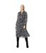 Womens/ladies floral contrast collar midi dress monochrome Principles