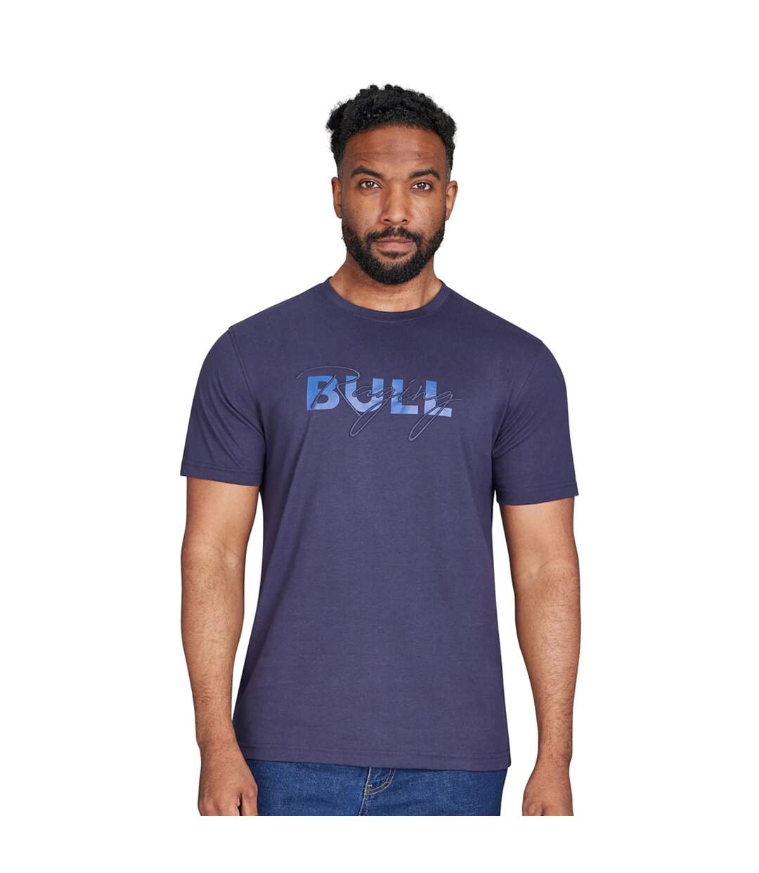 Mens Script T-shirt Navy Raging Bull-3