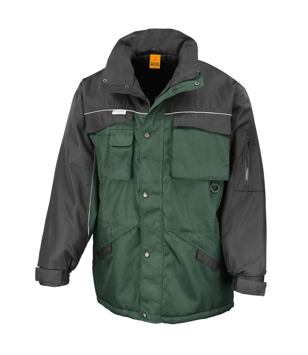 Mens heavy duty coat bottle green/black WORK-GUARD by Result