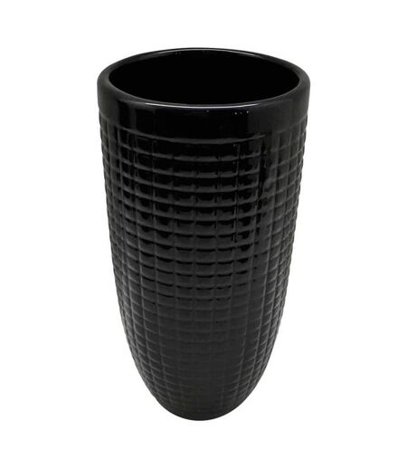 Vase Déco en Céramique Quadri 24cm Noir