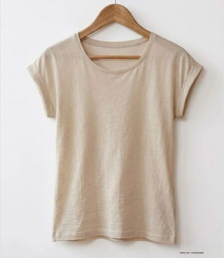 Tee-shirt MAYFLOWER DELHI2 sans manches : l'élégance naturelle en coton flammé beige