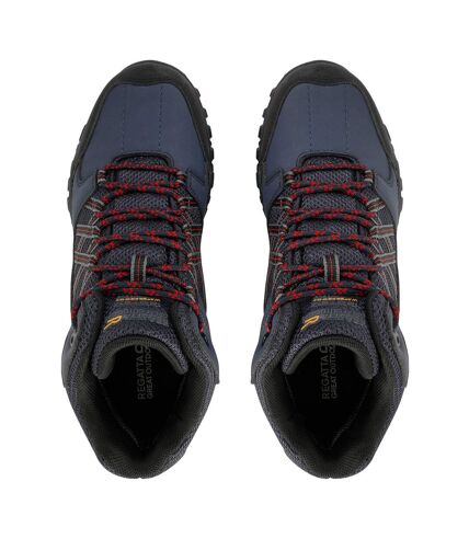 Mens edgepoint mid waterproof hiking shoes navy/rio red Regatta