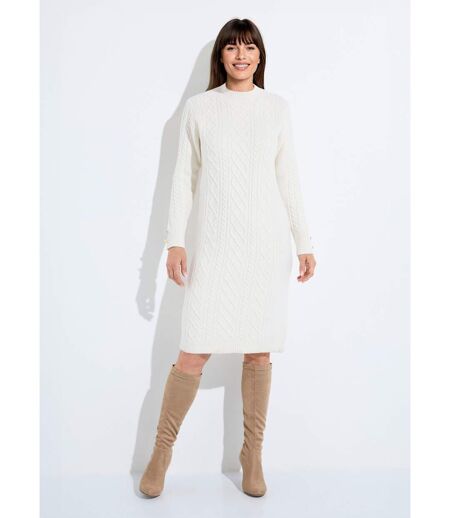 Robe-pull courte tricot uni col rond