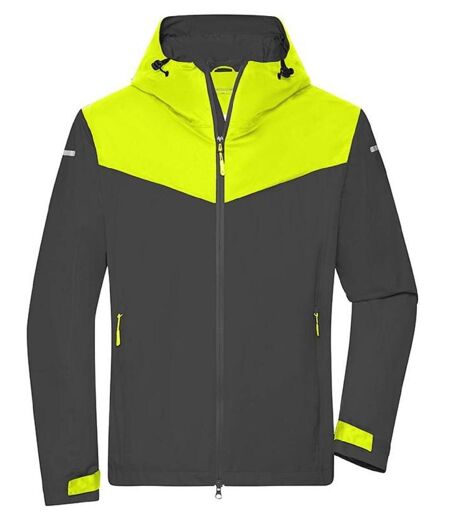 Veste 4 saisons softshell - Homme - JN1180 - gris carbone et jaune vif