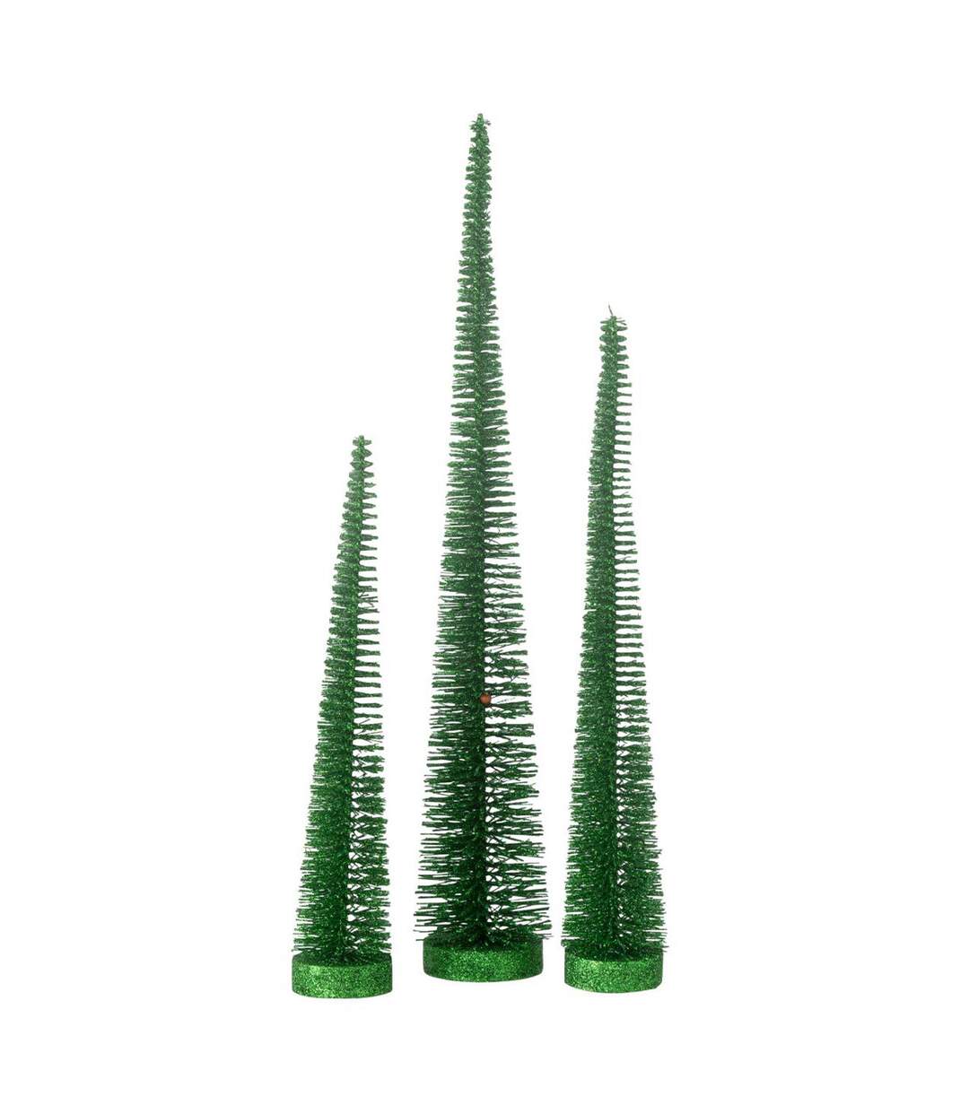 Lot de 3 Sapins de Noël Déco Paillettes 40cm Vert-1