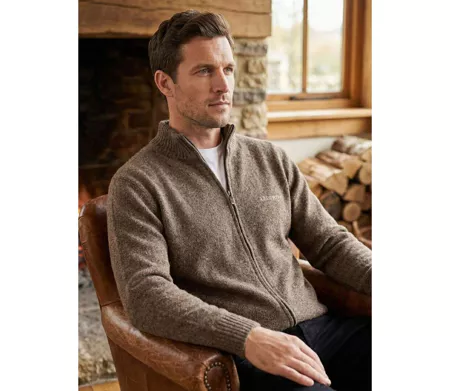 Cardigan Full Zip Homme Ledertys Marron en Laine LY0717