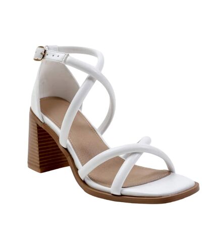 Womens/ladies illinois multi crossover strap wide sandals white Where´s That From