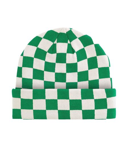 Bonnet Motif/style Damier Adulte Vert Kelly Blanc Cassé Beechfield