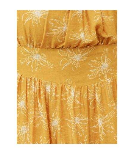 Robe Courte Manches À Nouer Motif/style Floral Femme Jaune Lovedrobe