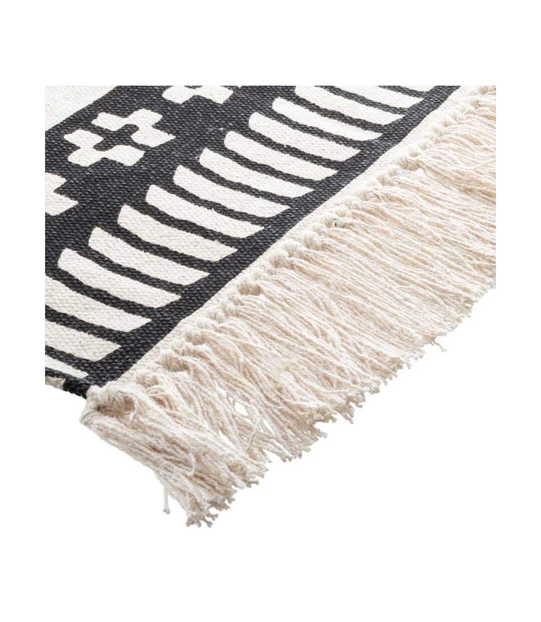 Tapis Déco à Franges Pailo 120x170cm Noir & Blanc-3