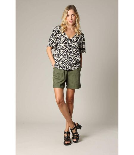 Blouse femme ample col V avec boutons et manches papillon EHOMA