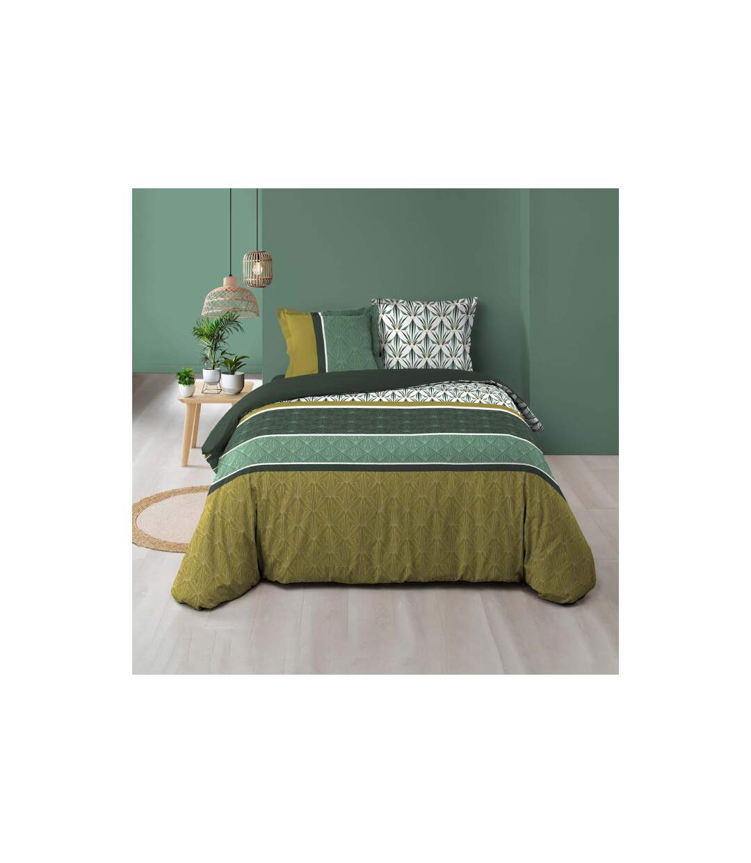 Parure de Lit 3 Pièces Bogota 240x220cm Vert-1