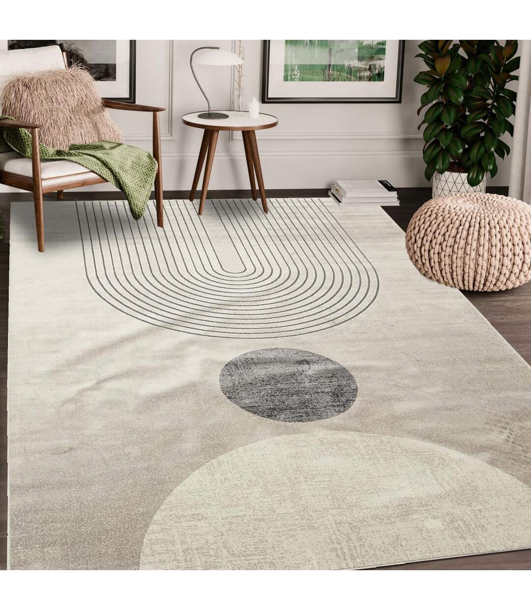 Tapis salon et chambre tissé en viscose motif géométrique SONDA