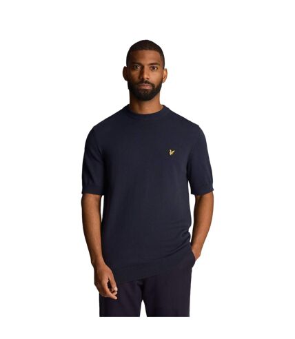 Mens textured stripe t-shirt dark navy Lyle & Scott