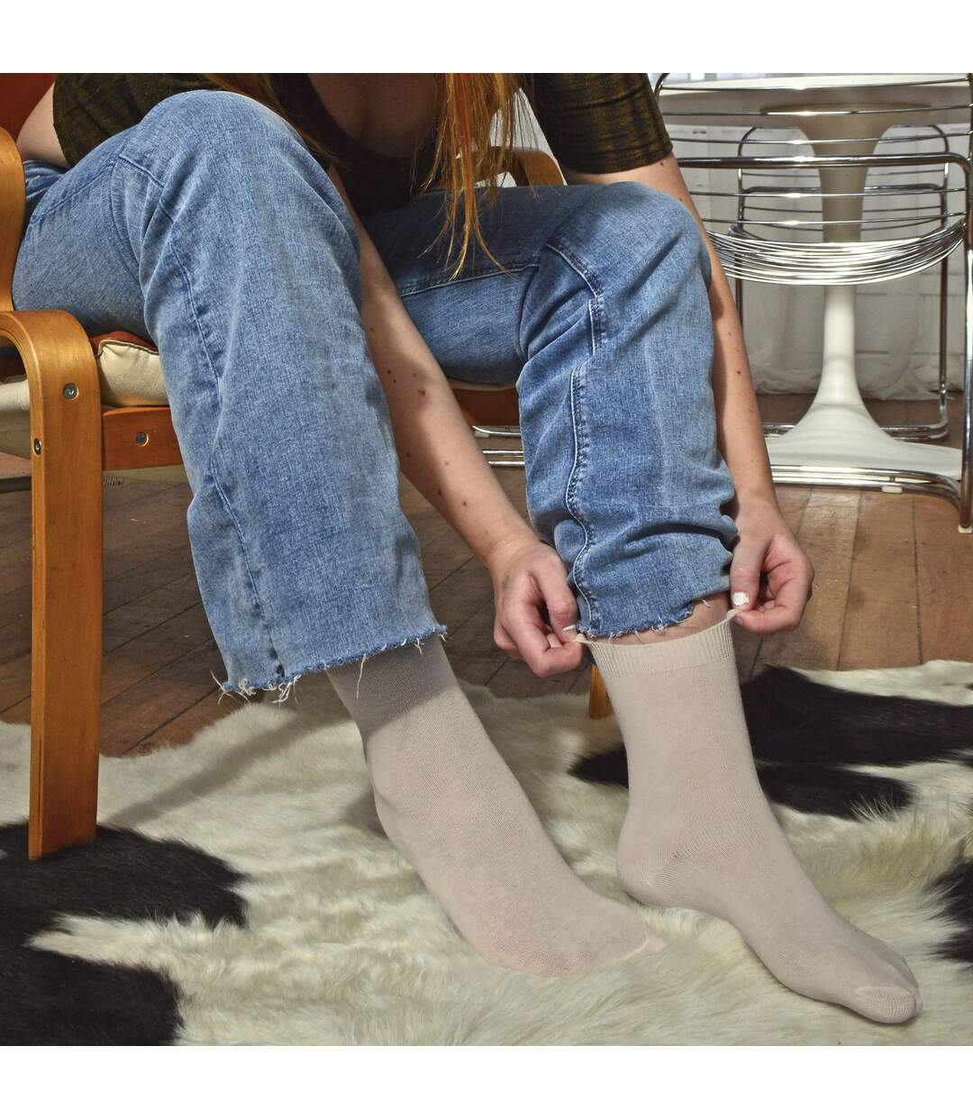 6 Paires Chaussettes Femme Coton en Couleur Uni-3