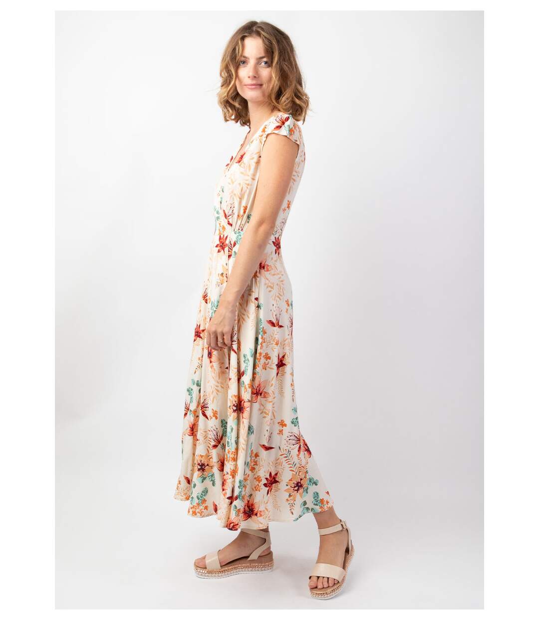 Robe d'été mi-longue LOLITA imprimé fleuri bohème chic Coton Du Monde-3