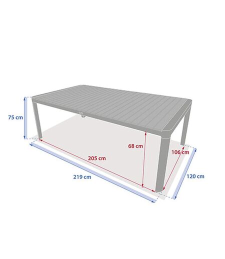 Table de jardin fixe en aluminium et acacia 10 places PARADIZE - Noyer et graphite