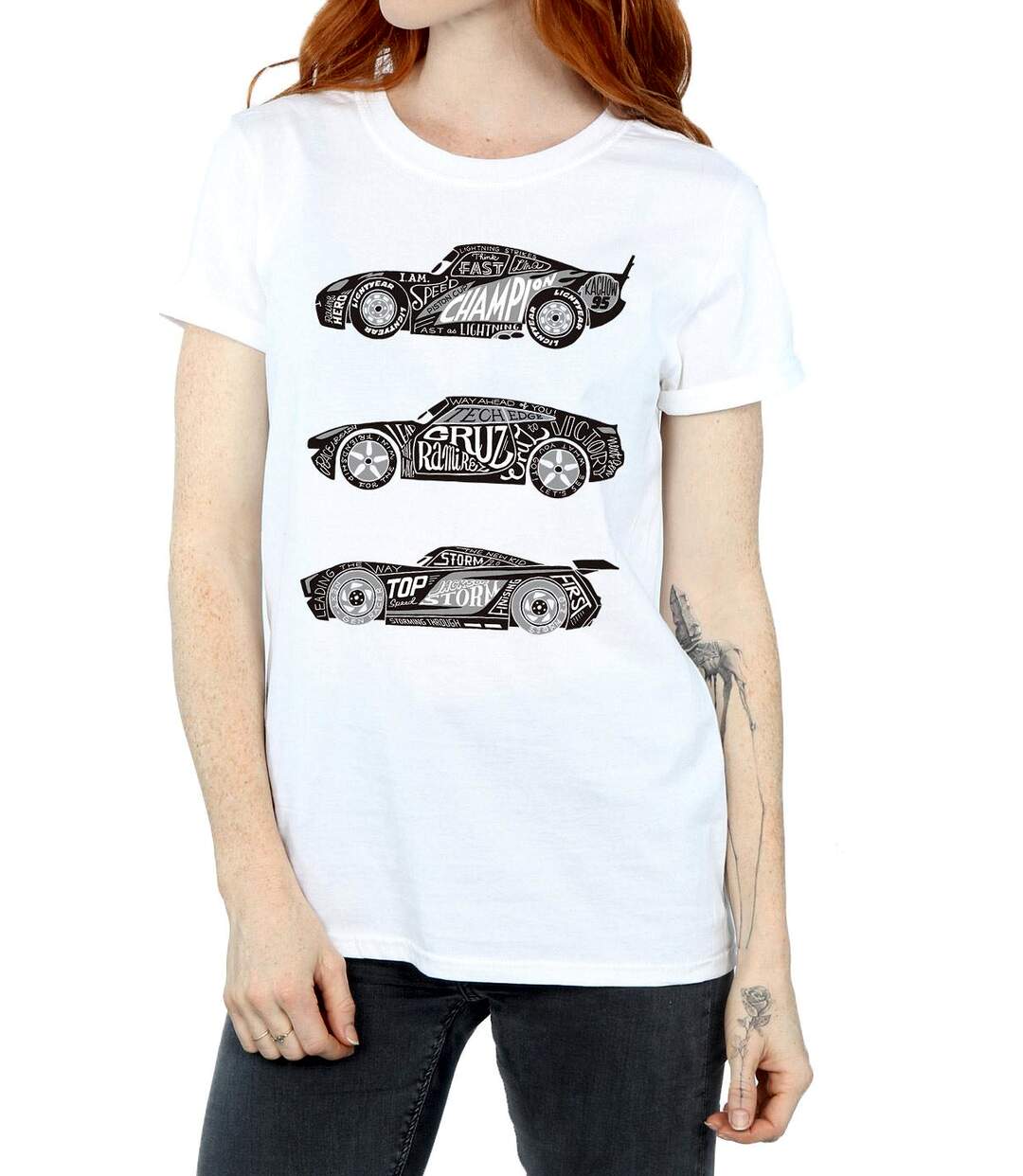 Disney - T-shirt CARS TEXT RACERS - Femme (Blanc) - UTBI16182-3