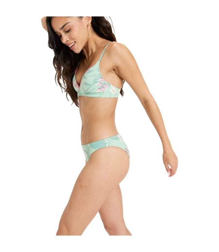 Womens/ladies Hibiscus Triangle Cups Bikini Set Green Roxy