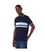 Mens split chest stripe polo shirt navy Maine