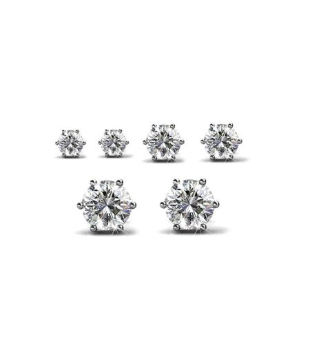 Boucles d'oreilles Lot de 3 paires - Coffret Trinity - Argenté et Cristal