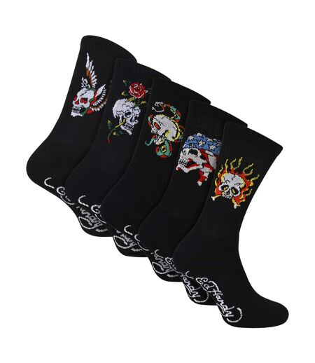 5 Pack Mens Crew Socks Skull Pattern Soft Breathable Casual Socks