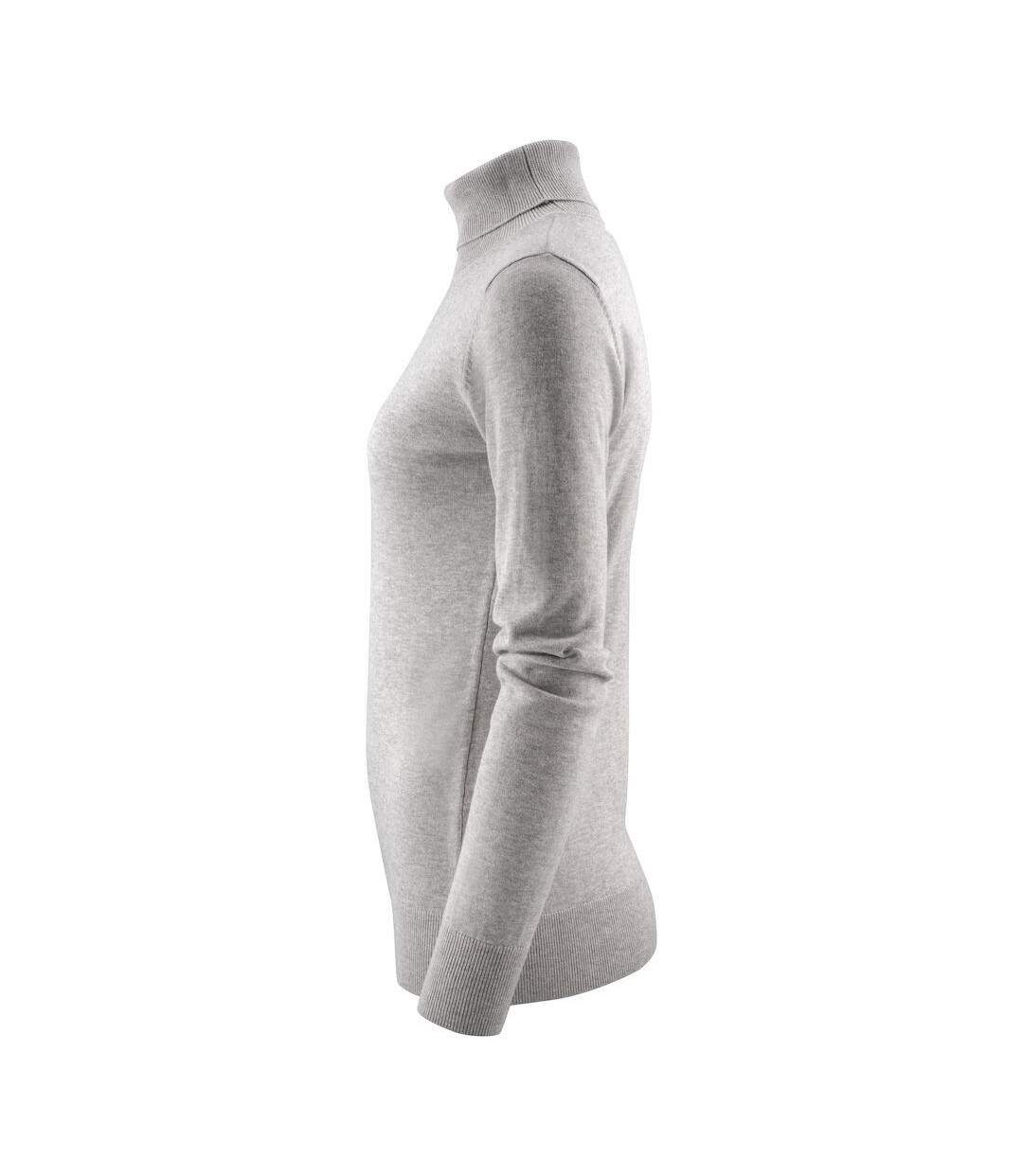 Womens/ladies Ashland Turtle Neck Pullover Grey Melange Harvest-3