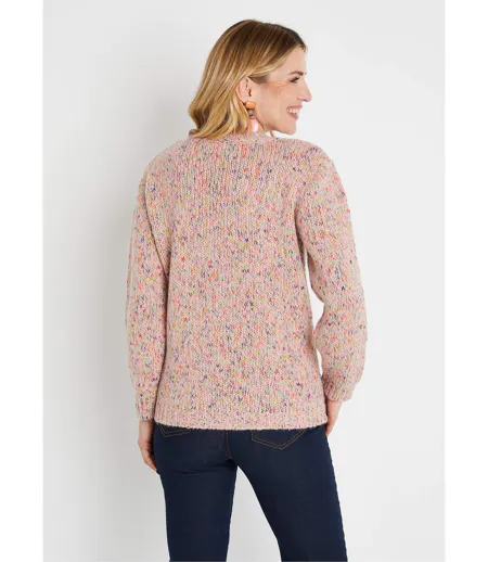 Pull chaud mouliné col rond avec laine et mohair
