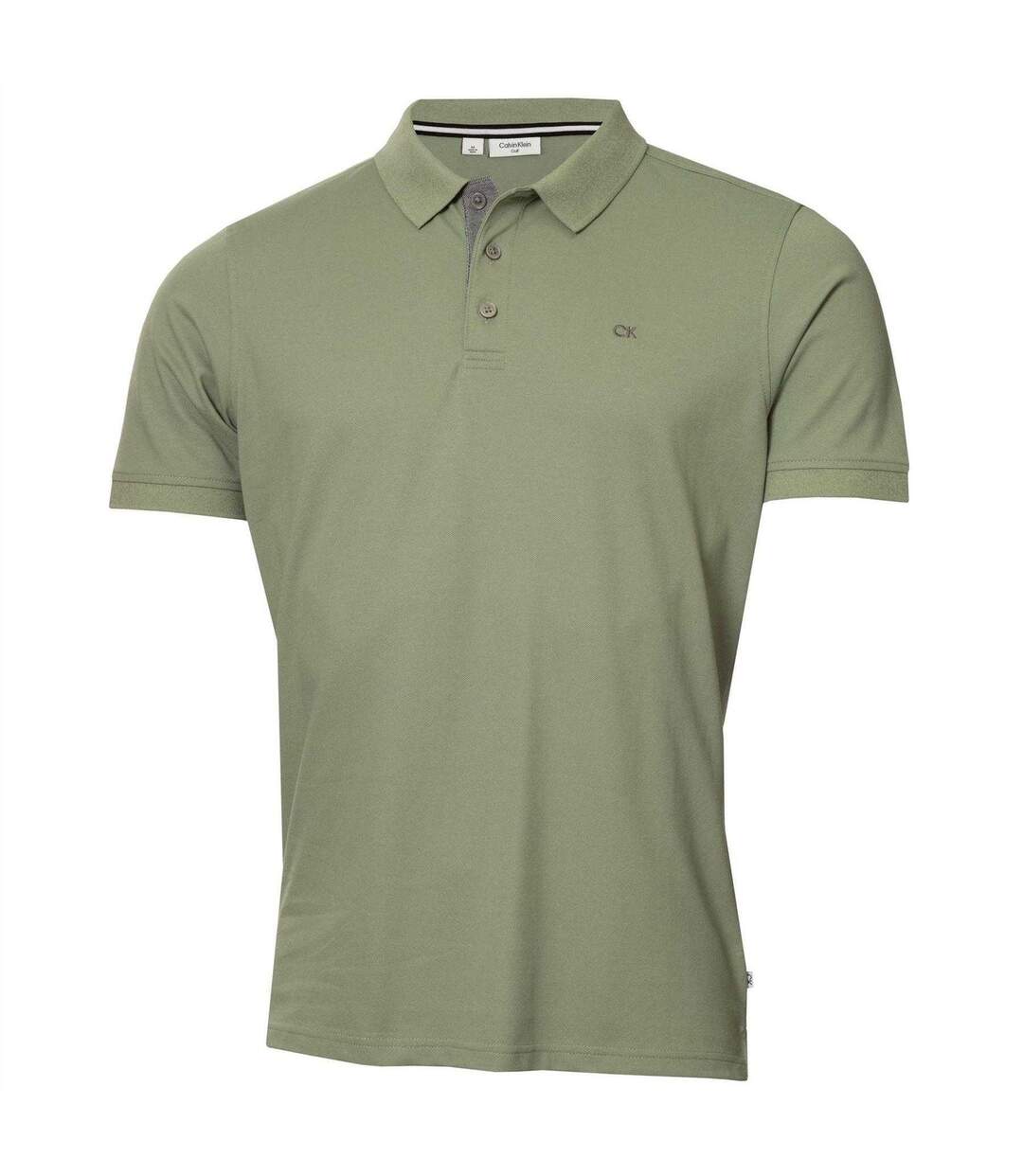 Mens Embroidered Collared Short-sleeved Polo Shirt Sage Calvin Klein-1