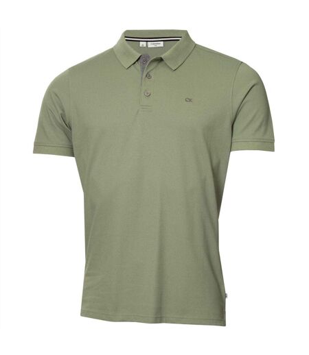 Mens Embroidered Collared Short-sleeved Polo Shirt Sage Calvin Klein