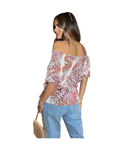 Womens/ladies Paisley Bardot Top Multicoloured AX Paris