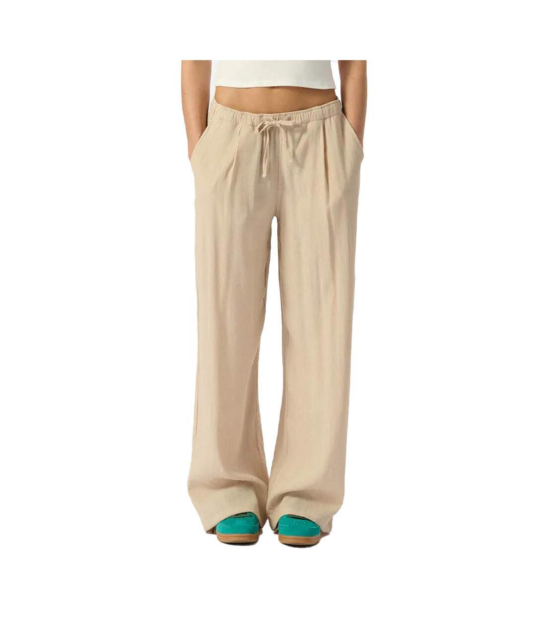 Pantalon Fluide Beige Femme Teddy Smith Tyna - L-1