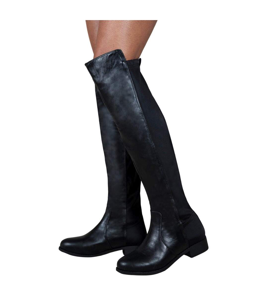 Womens/ladies diem pu pull-on knee-high boots black Where´s That From-2