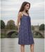 Robe d'été légère à  bretelles pour femme - Coupe ample - Bleu marine fleuri - Taille unique 36/38-3