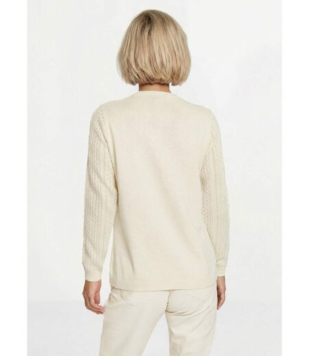 Pull col rond maille ajourée et boules