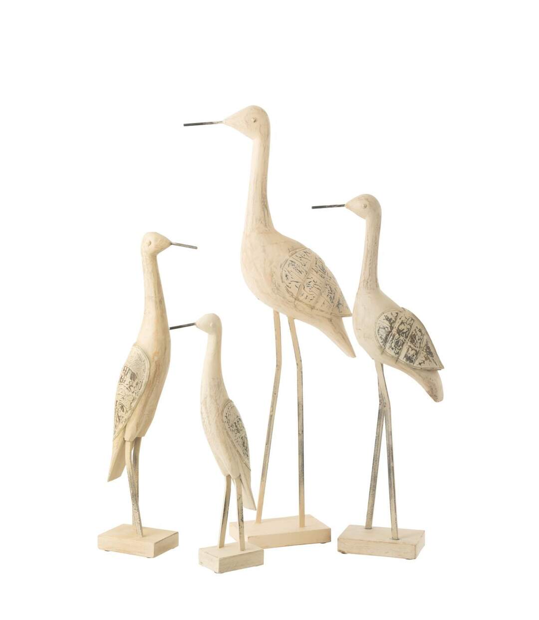 Statue Déco Oiseau en Bois Denny 62cm Naturel-2