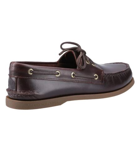 Mens Authentic Leather 2 Eyelet Boat Shoes Amaretto Sperry
