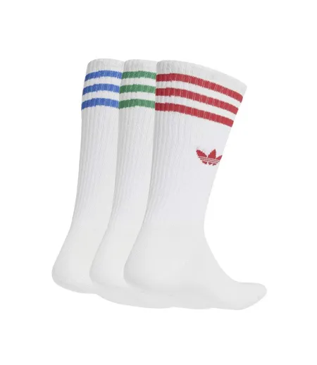 X3 paires de chaussettes blanc/bleu mixte adidas high crew sock