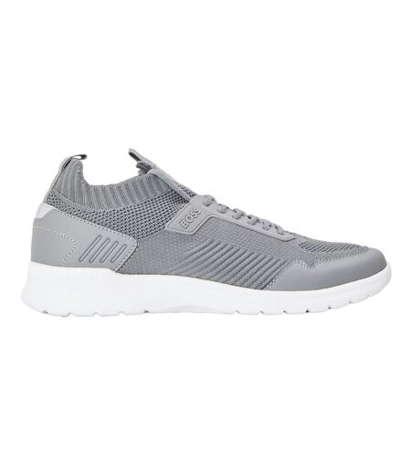 Mens Extreme Leather Low Cut Trainers Light Grey Boss