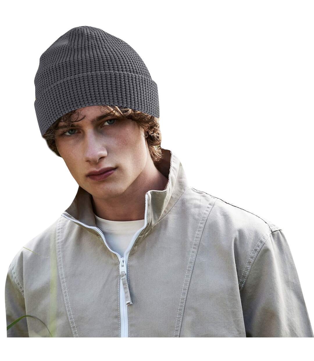 Beechfield Waffle Organic Cotton Beanie (Graphite) - UTBC4986-2