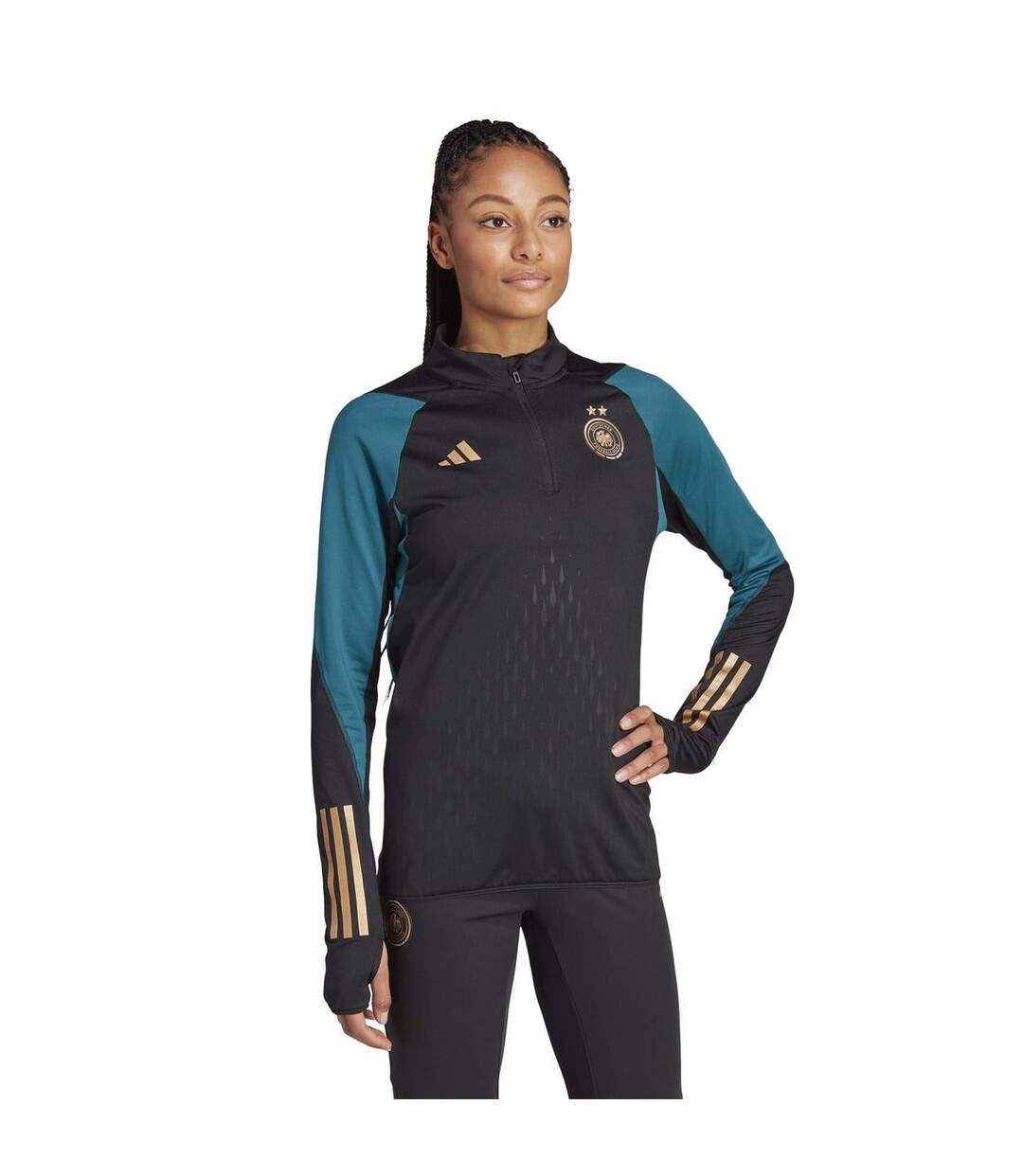 Haut De Survêtement Motif/style Allemagne Trio Pro Femme Noir Adidas-1