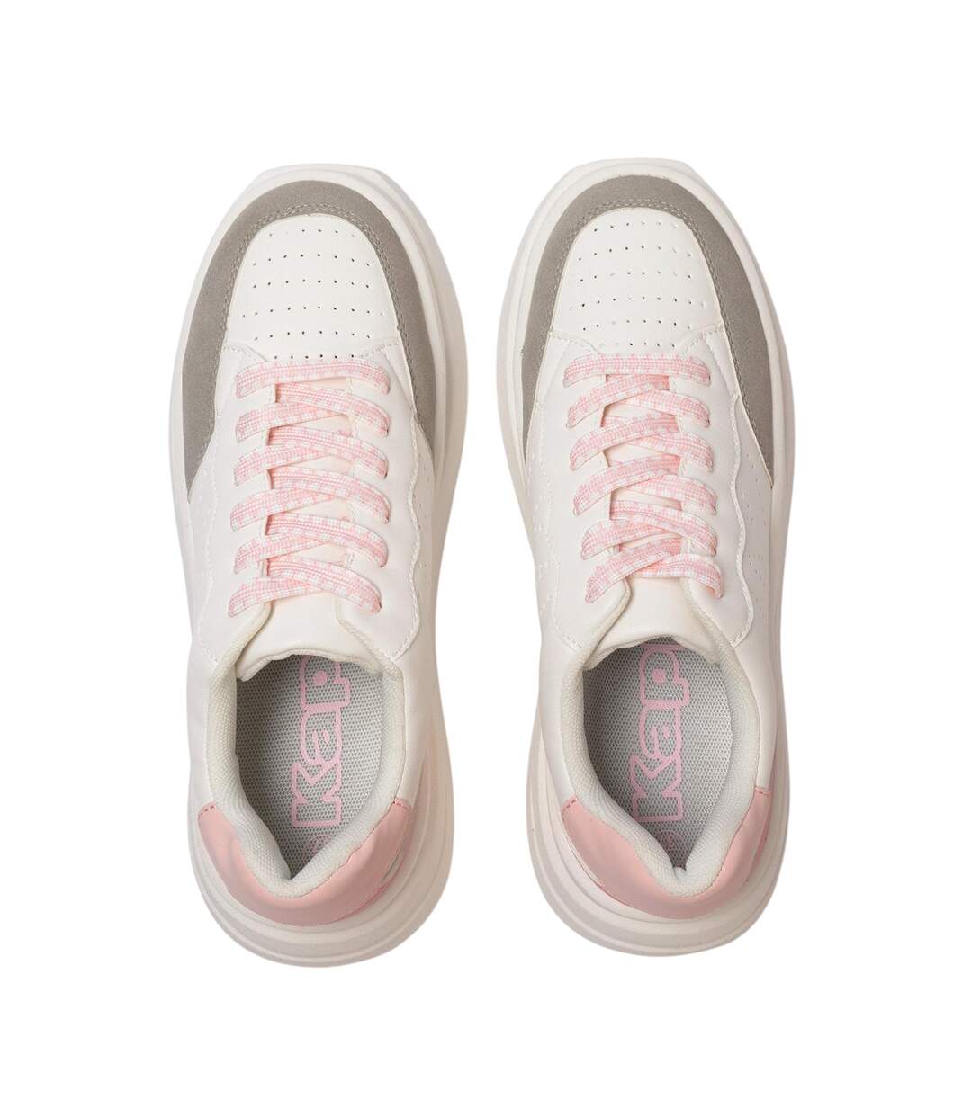Womens/ladies Ari Casual Platform Trainers White Grey Pink Kappa-3