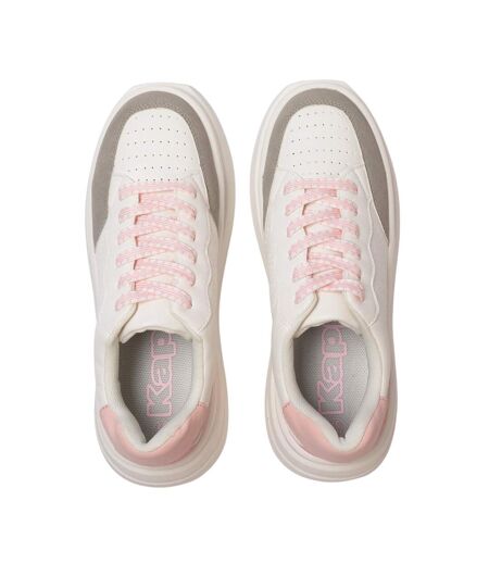 Womens/ladies Ari Casual Platform Trainers White Grey Pink Kappa